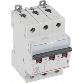 Автоматический выключатель LEGRAND DX³-E 6000 6 кА тип C 3П 230/400 В 25А 3 модуля белый Автоматический выключатель LEGRAND DX³-E 6000 6 кА тип C 3П 230/400 В 25А 3 модуля белый