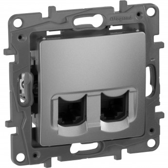Двойная розетка LEGRAND Etika RJ 45 категория 5е UTP алюминий