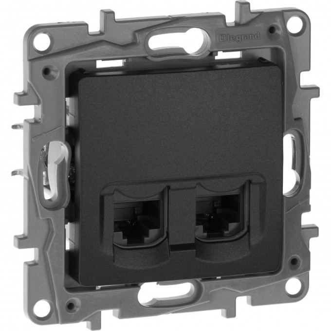 Двойная розетка LEGRAND Etika RJ 45 категория 5е UTP антрацит 672655 Двойная розетка LEGRAND Etika RJ 45 категория 5е UTP антрацит 672655