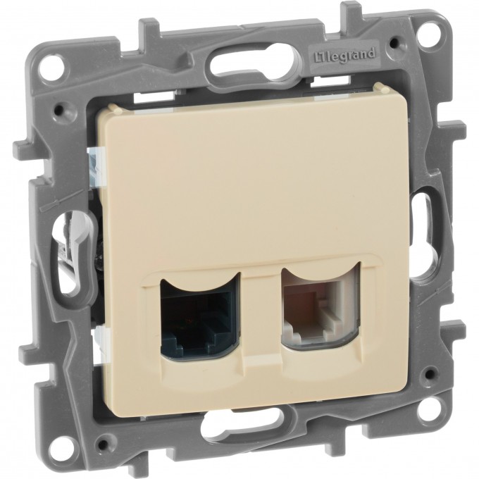 Двойная розетка LEGRAND Etika RJ11 + RJ45 категория 5 UTP слоновая кость 672352 Двойная розетка LEGRAND Etika RJ11 + RJ45 категория 5 UTP слоновая кость 672352