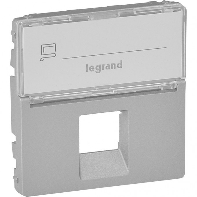 Лицевая панель LEGRAND Valena LIFE для одиночных розеток телефонных/информационных с держателем маркировки алюминий 755472 Лицевая панель LEGRAND Valena LIFE для одиночных розеток телефонных/информационных с держателем маркировки алюминий 755472