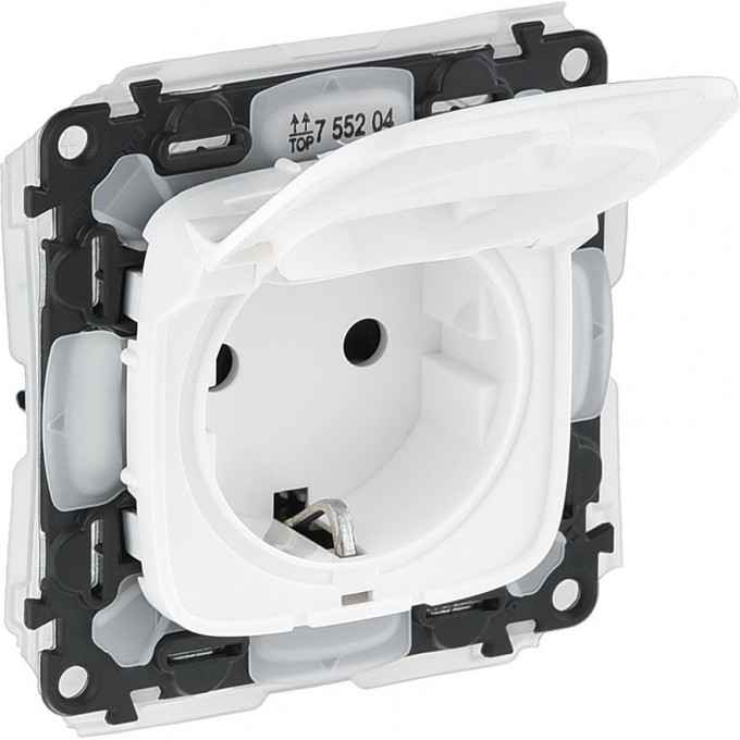 Розетка LEGRAND Valena ALLURE IP44 силовая 2К+З с защитными шторками и откидной крышкой белый 755204 Розетка LEGRAND Valena ALLURE IP44 силовая 2К+З с защитными шторками и откидной крышкой белый 755204