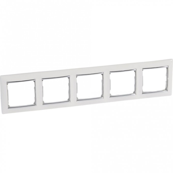 Рамка LEGRAND Valena 5 постов горизонтальный монтаж белый/серебряный штрих 770495 Рамка LEGRAND Valena 5 постов горизонтальный монтаж белый/серебряный штрих 770495