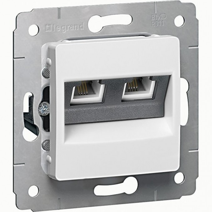 Информационная розетка LEGRAND Cariva 2xRJ45 категория 6 UTP белый 773642 Информационная розетка LEGRAND Cariva 2xRJ45 категория 6 UTP белый 773642