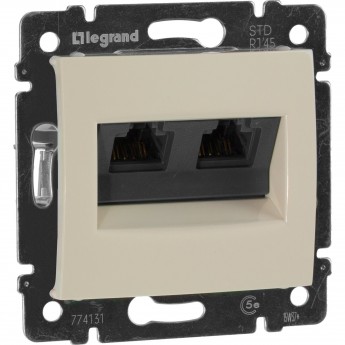 Информационная розетка LEGRAND Valena RJ45 категория 5e UTP 2 выхода с захватами слоновая кость