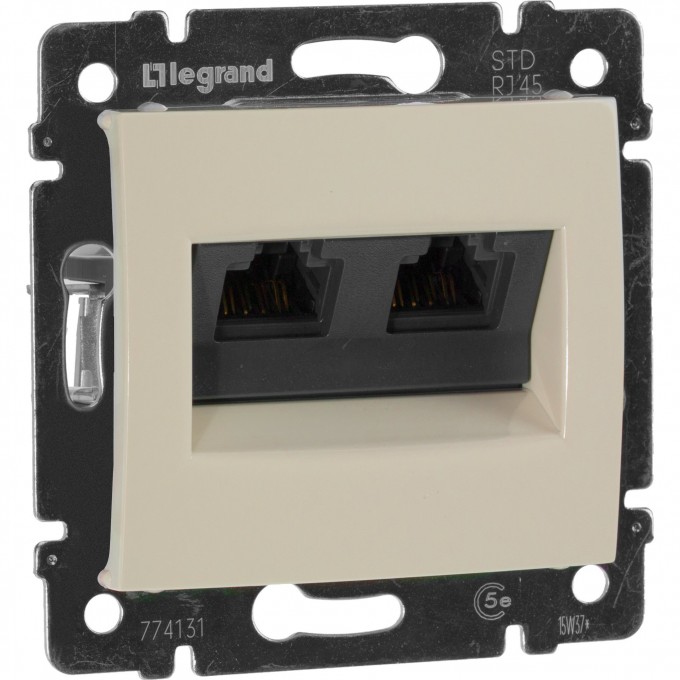 Информационная розетка LEGRAND Valena RJ45 категория 5e UTP 2 выхода с захватами слоновая кость 774131 Информационная розетка LEGRAND Valena RJ45 категория 5e UTP 2 выхода с захватами слоновая кость 774131