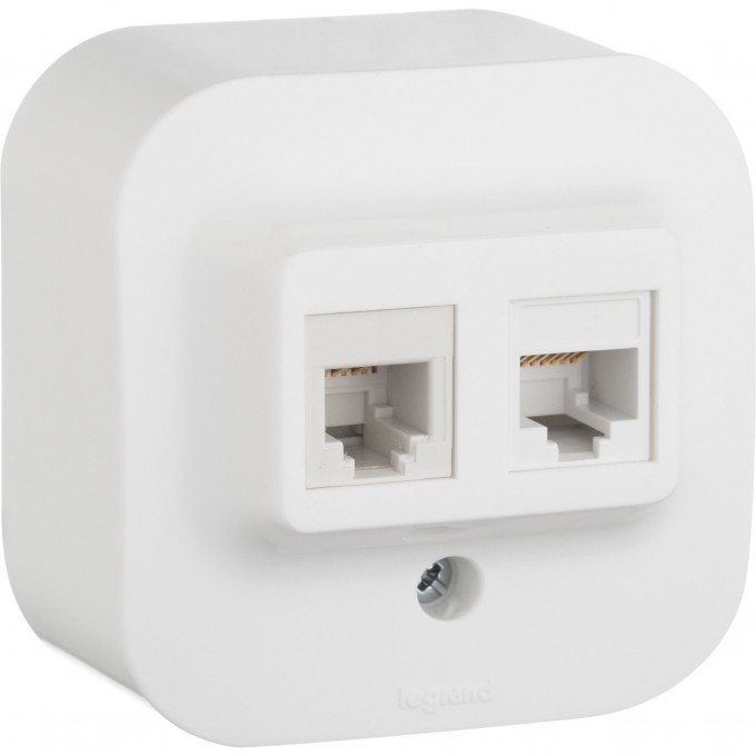 Розетка LEGRAND двойная 2 x RJ45 категория 5e UTP Quteo IP 20 белый 782221 Розетка LEGRAND двойная 2 x RJ45 категория 5e UTP Quteo IP 20 белый 782221