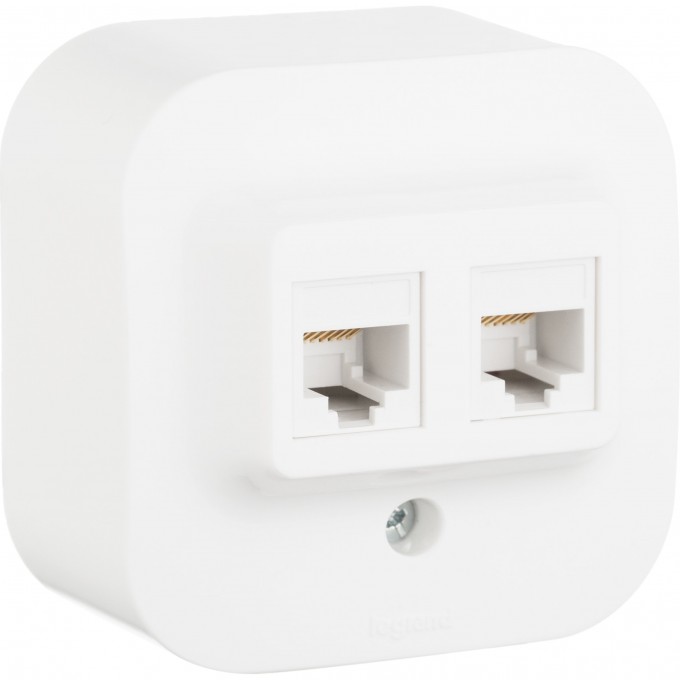 Розетка LEGRAND двойная 2 x RJ45 категория 5e UTP Quteo IP 20 белый 782228 Розетка LEGRAND двойная 2 x RJ45 категория 5e UTP Quteo IP 20 белый 782228