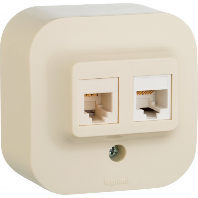 Розетка LEGRAND двойная 2 x RJ45 категория 5e UTP Quteo IP 20 слоновая кость 782251 Розетка LEGRAND двойная 2 x RJ45 категория 5e UTP Quteo IP 20 слоновая кость 782251
