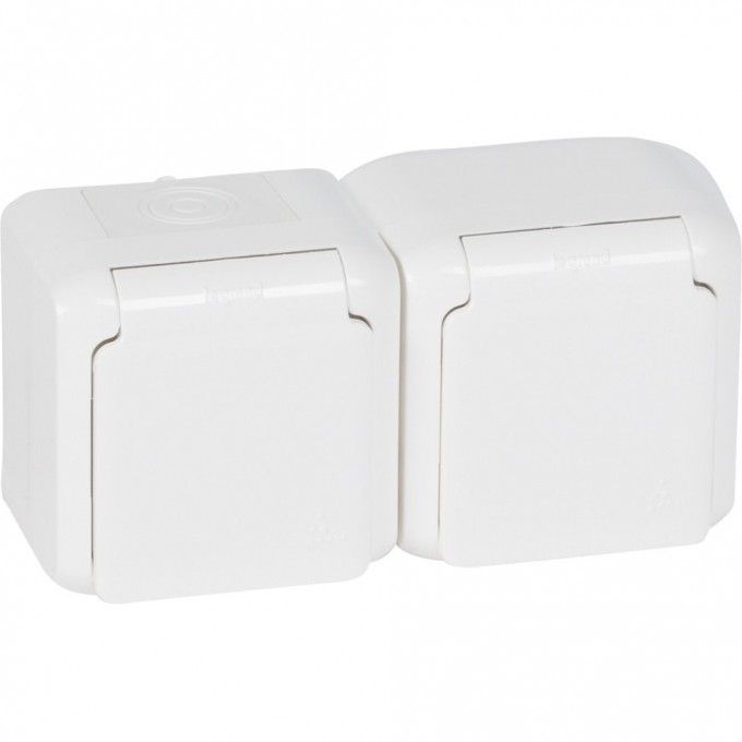 Розетки LEGRAND 2 х 2К+З с защитными шторками 16 A 250 В Quteo IP 44 белый 782323 Розетки LEGRAND 2 х 2К+З с защитными шторками 16 A 250 В Quteo IP 44 белый 782323