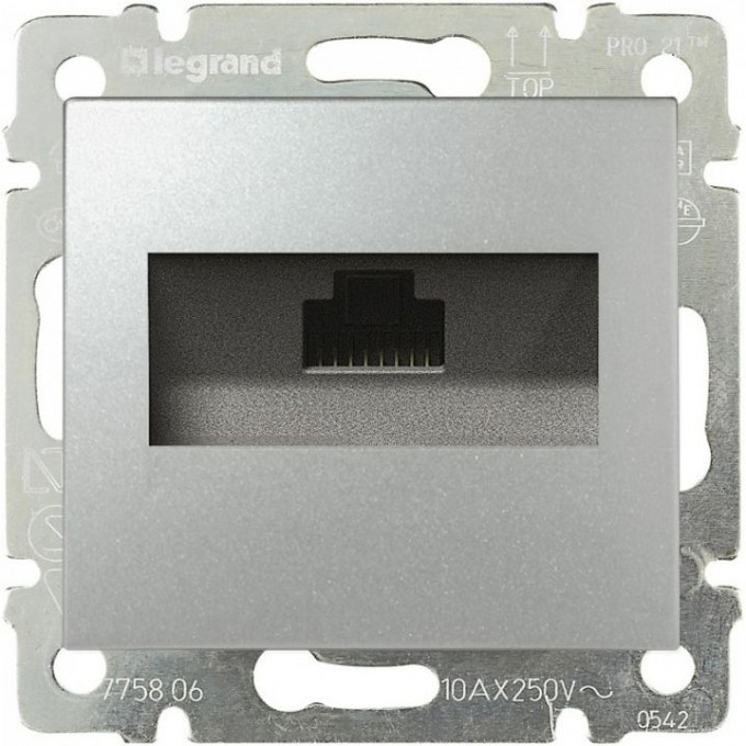 Информационная розетка LEGRAND Valena RJ45 категория 5e UTP 1 выход с захватами алюминий 770230 Информационная розетка LEGRAND Valena RJ45 категория 5e UTP 1 выход с захватами алюминий 770230
