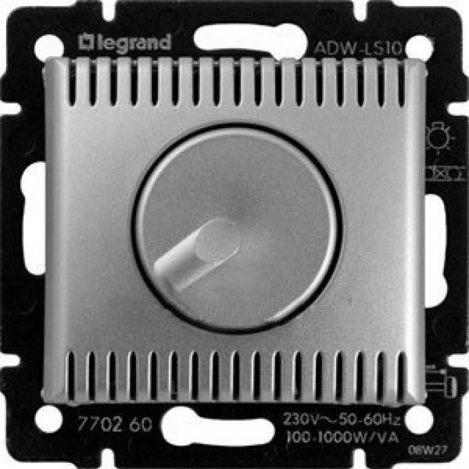 Поворотный светорегулятор LEGRAND Valena 100-1000 Вт/1000 ВА алюминий 770260 Поворотный светорегулятор LEGRAND Valena 100-1000 Вт/1000 ВА алюминий 770260